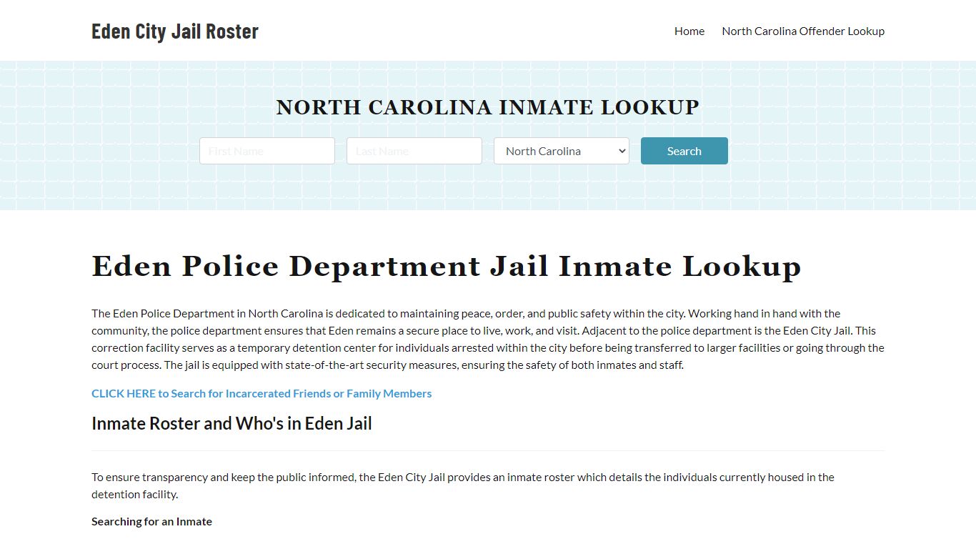 Eden Police Department & City Jail, NC Inmate Roster, Arrests, Mugshots